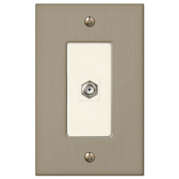 Elan Brushed Bronze Cast - 1 Cable Jack Wallplate - Wallplate Warehouse 55CXBZ 070686581162 Cable Jacks