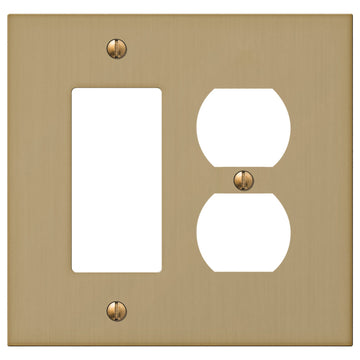 Elan Brushed Bronze Cast - 1 Rocker / 1 Duplex Wallplate - Wallplate Warehouse 55RDBZ - B 070686020432 1 Rocker / 1 Duplex