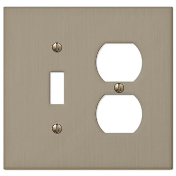 Elan Brushed Bronze Cast - 1 Toggle / 1 Duplex Wallplate - Wallplate Warehouse 55TDBZ 070686573518 1 Toggle / 1 Duplex