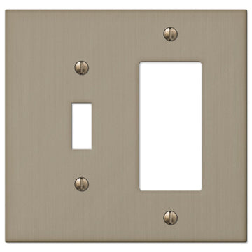 Elan Brushed Bronze Cast - 1 Toggle / 1 Rocker Wallplate - Wallplate Warehouse 55TRBZ 070686573525 1 Toggle / 1 Rocker