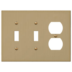 Elan Brushed Bronze Cast - 2 Toggle / 1 Duplex Wallplate