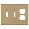 Elan Brushed Bronze Cast - 2 Toggle / 1 Duplex Wallplate - Wallplate Warehouse 55TTDBZ - B 070686020456 2 Toggle / 1 Duplex