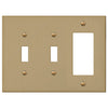 Elan Brushed Bronze Cast - 2 Toggle / 1 Rocker Wallplate - Wallplate Warehouse 55TTRBZ - B 070686020463 2 Toggle / 1 Rocker