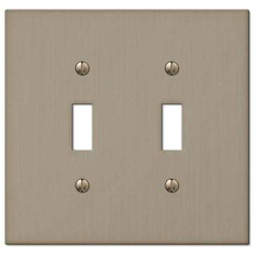 Elan Brushed Bronze Cast - 2 Toggle Wallplate - Wallplate Warehouse 55TTBZ 070686573501 2 Toggle