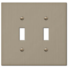 Elan Brushed Bronze Cast - 2 Toggle Wallplate