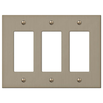 Elan Brushed Bronze Cast - 3 Rocker Wallplate - Wallplate Warehouse 55RRRBZ 070686573563 3 Rocker