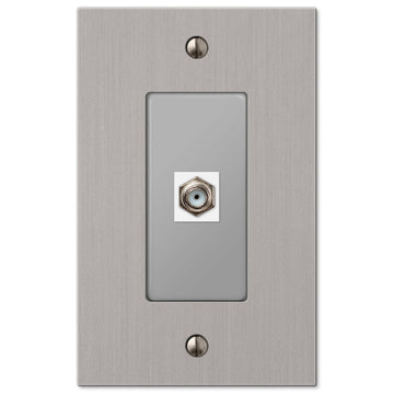 Elan Brushed Nickel Cast - 1 Cable Jack Wallplate - Wallplate Warehouse 55CXBN 070686581155 Cable Jacks