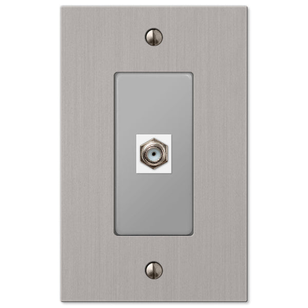 Elan Brushed Nickel Cast - 1 Cable Jack Wallplate - Wallplate Warehouse 55CXBN 070686581155 Cable Jacks