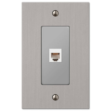 Elan Brushed Nickel Cast - 1 Phone Jack Wallplate - Wallplate Warehouse 55PHBN 070686581193 Phone Jacks