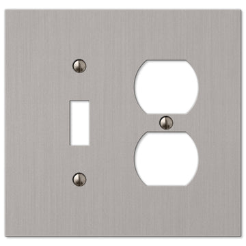 Elan Brushed Nickel Cast - 1 Toggle / 1 Duplex Wallplate - Wallplate Warehouse 55TDBN 070686573648 1 Toggle / 1 Duplex