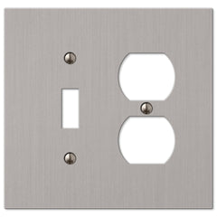 Elan Brushed Nickel Cast - 1 Toggle / 1 Duplex Wallplate
