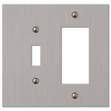 Elan Brushed Nickel Cast - 1 Toggle / 1 Rocker Wallplate - Wallplate Warehouse 55TRBN 070686573655 1 Toggle / 1 Rocker