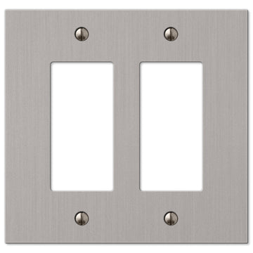 Elan Brushed Nickel Cast - 2 Rocker Wallplate - Wallplate Warehouse 55RRBN 070686573679 2 Rocker