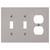 Elan Brushed Nickel Cast - 2 Toggle / 1 Duplex Wallplate - Wallplate Warehouse 55TTDBN - B 070686020371 2 Toggle / 1 Duplex