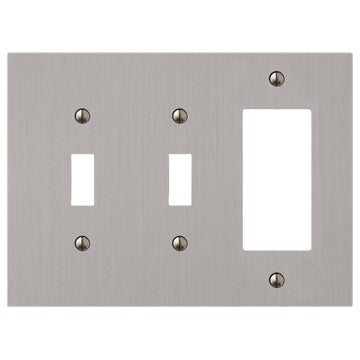 Elan Brushed Nickel Cast - 2 Toggle / 1 Rocker Wallplate - Wallplate Warehouse 55TTRBN - B 070686020388 2 Toggle / 1 Rocker