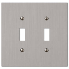 Elan Brushed Nickel Cast - 2 Toggle Wallplate