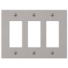 Elan Brushed Nickel Cast - 3 Rocker Wallplate