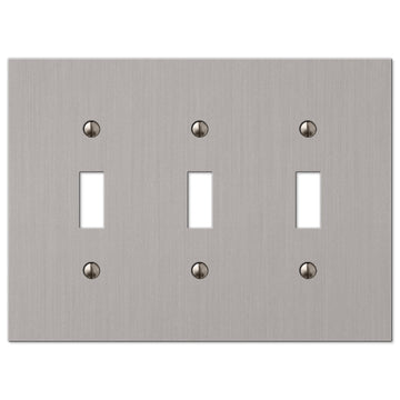 Elan Brushed Nickel Cast - 3 Toggle Wallplate - Wallplate Warehouse 55TTTBN 070686573686 3 Toggle