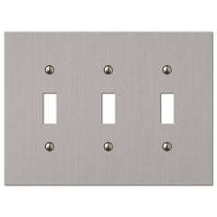 Elan Brushed Nickel Cast - 3 Toggle Wallplate