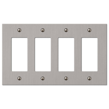 Elan Brushed Nickel Cast - 4 Rocker Wallplate - Wallplate Warehouse 55R4BN 070686573716 4 Rocker