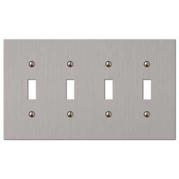 Elan Brushed Nickel Cast - 4 Toggle Wallplate - Wallplate Warehouse 55T4BN 070686573709 4 Toggle