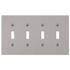 Elan Brushed Nickel Cast - 4 Toggle Wallplate