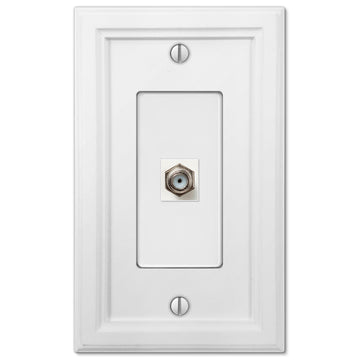 Elly White Wood - 1 Cable Jack Wallplate - Wallplate Warehouse 4052CXW 070686585764 Cable Jacks
