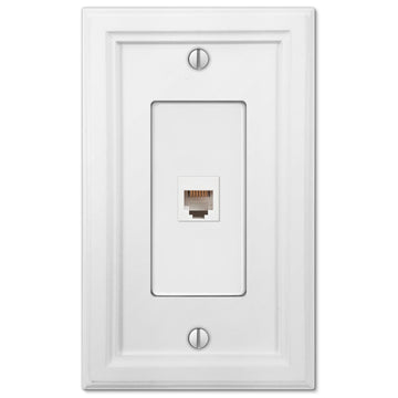 Elly White Wood - 1 Phone Jack Wallplate - Wallplate Warehouse 4052PHW 070686585757 Phone Jacks