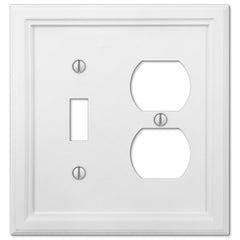 Elly White Wood - 1 Toggle / 1 Duplex Wallplate