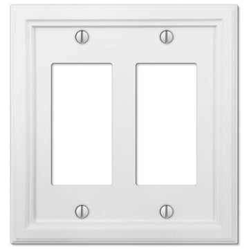 Elly White Wood - 2 Rocker Wallplate - Wallplate Warehouse 4052RRW 070686585672 2 Rocker