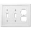 Elly White Wood - 2 Toggle / 1 Duplex Wallplate - Wallplate Warehouse 4052TTDW 070686585702 2 Toggle / 1 Duplex