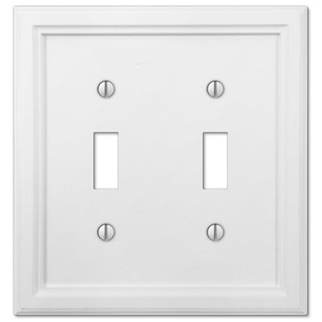 Elly White Wood - 2 Toggle Wallplate - Wallplate Warehouse 4052TTW 070686585306 2 Toggle