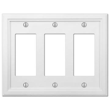 Elly White Wood - 3 Rocker Wallplate - Wallplate Warehouse 4052RRRW 070686585726 3 Rocker