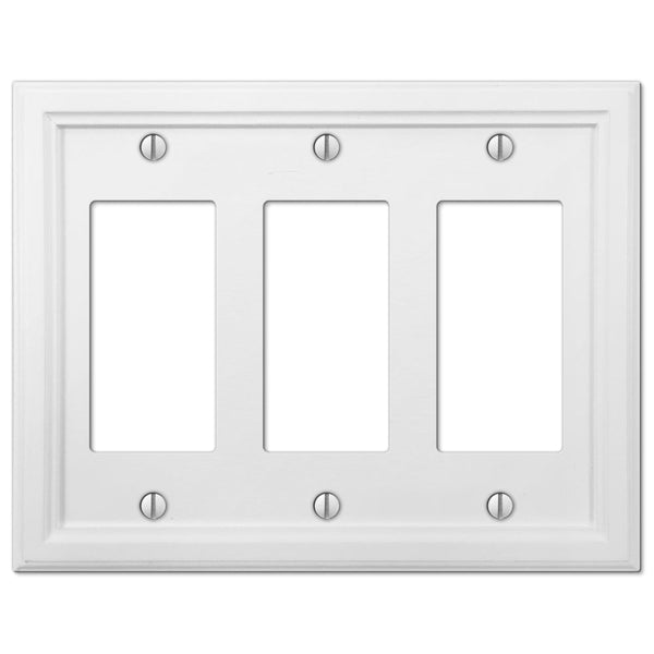 Elly White Wood - 3 Rocker Wallplate - Wallplate Warehouse 4052RRRW 070686585726 3 Rocker