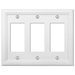 Elly White Wood - 3 Rocker  Wallplate