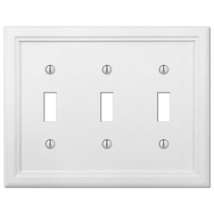 Elly White Wood - 3 Toggle Wallplate