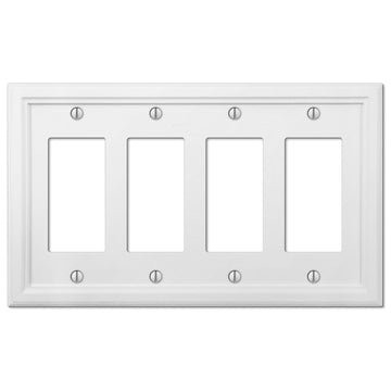Elly White Wood - 4 Rocker Wallplate - Wallplate Warehouse 4052R4W 070686585740 4 Rocker