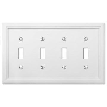 Elly White Wood - 4 Toggle Wallplate - Wallplate Warehouse 4052T4W 070686585733 4 Toggle