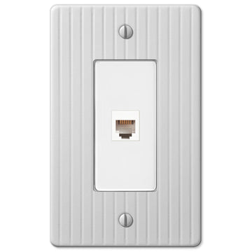 Embossed Line White Steel - 1 Phone Jack Wallplate - Wallplate Warehouse 153PHW 070686580264 Phone Jacks
