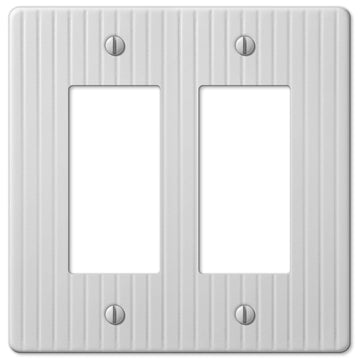 Embossed Line White Steel - 2 Rocker Wallplate - Wallplate Warehouse 153RRW 070686570531 2 Rocker