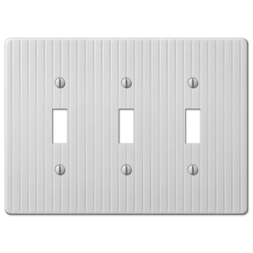 Embossed Line White Steel - 3 Toggle Wallplate - Wallplate Warehouse 153TTTW 070686570562 3 Toggle