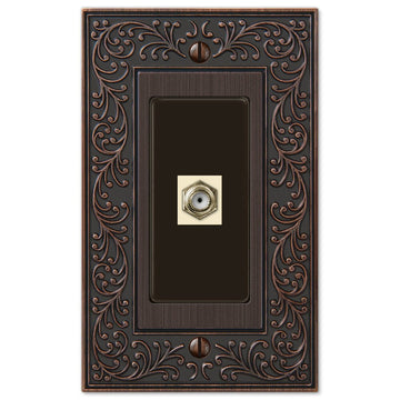 English Garden Aged Bronze Cast - 1 Cable Jack Wallplate - Wallplate Warehouse 43CXVB 070686580936 Cable Jacks