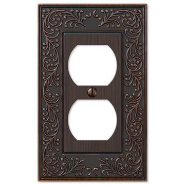 English Garden Aged Bronze Cast - 1 Duplex Wallplate - Wallplate Warehouse 43DVB 070686567609 1 Duplex