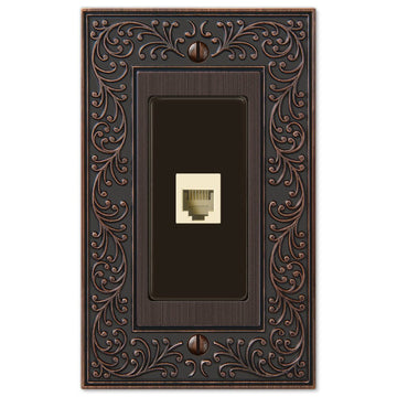 English Garden Aged Bronze Cast - 1 Phone Jack Wallplate - Wallplate Warehouse 43PHVB 070686580967 Phone Jacks