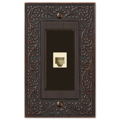 English Garden Aged Bronze Cast - 1 Phone Jack Wallplate