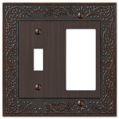 English Garden Aged Bronze Cast - 1 Toggle / 1 Rocker Wallplate
