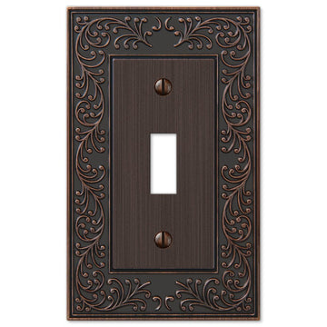 English Garden Aged Bronze Cast - 1 Toggle Wallplate - Wallplate Warehouse 43TVB 070686567593 1 Toggle