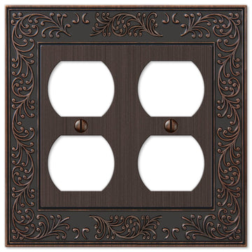 English Garden Aged Bronze Cast - 2 Duplex Wallplate - Wallplate Warehouse 43DDVB 070686567654 2 Duplex