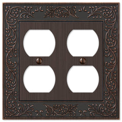 English Garden Aged Bronze Cast - 2 Duplex Wallplate