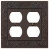 English Garden Aged Bronze Cast - 2 Duplex Wallplate - Wallplate Warehouse 43DDVB 070686567654 2 Duplex